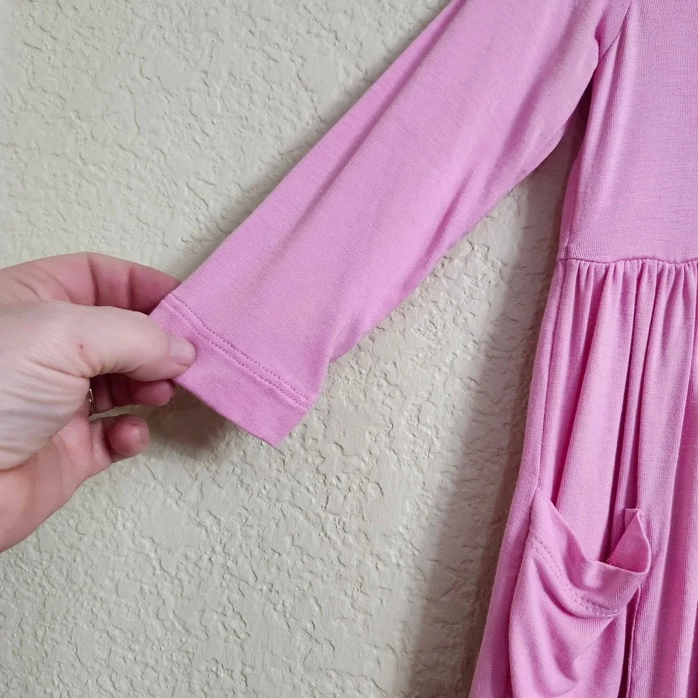 NEW Kate Quinn Bamboo BonBon‎ 12-18M Pink Long Sleeve Button Front Pocket Dress